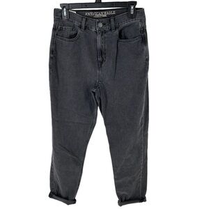 American Eagle Black High Rise Mom Jeans Loose Straight Leg